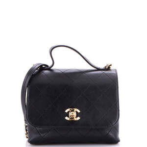 Chanel Small CC Double Pocket Top Handle Bag Stitched Calfskin